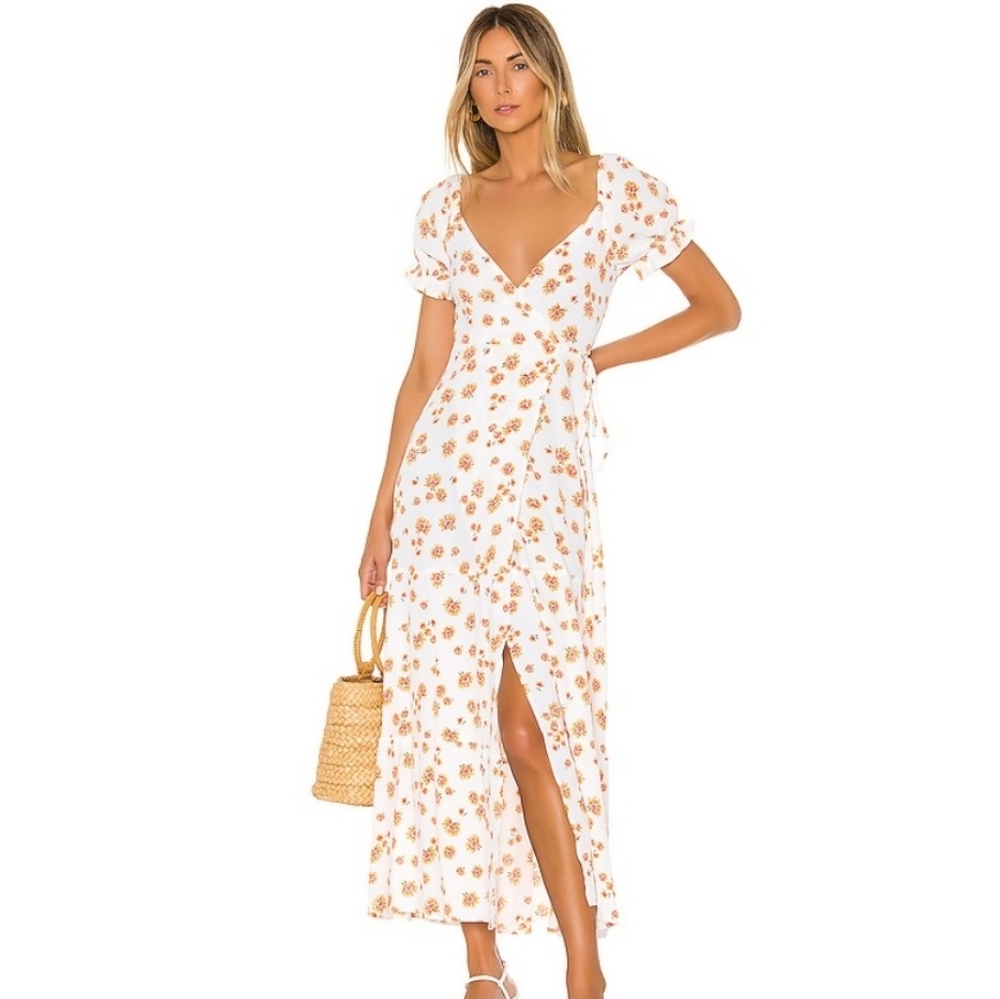 NEW Flynn Skye Annabelle Wrap Midi Floral Dress